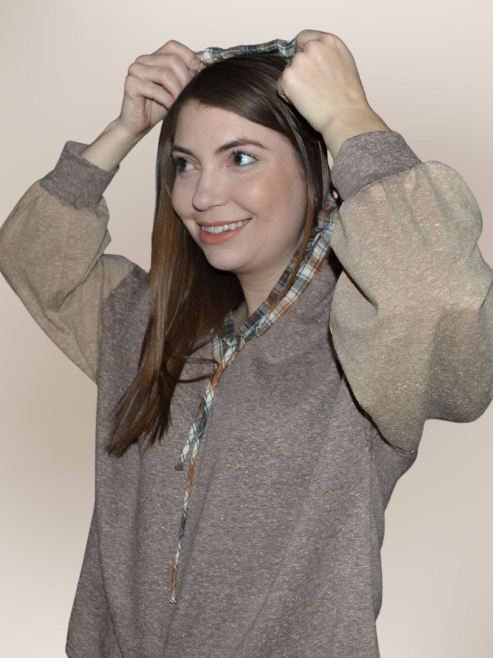 Mocha Hoodie Checked Cardi